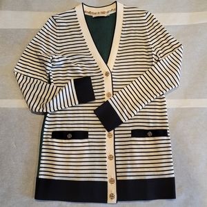Tory Burch Merino Wool Striped Sweater Cardigan Women's XS